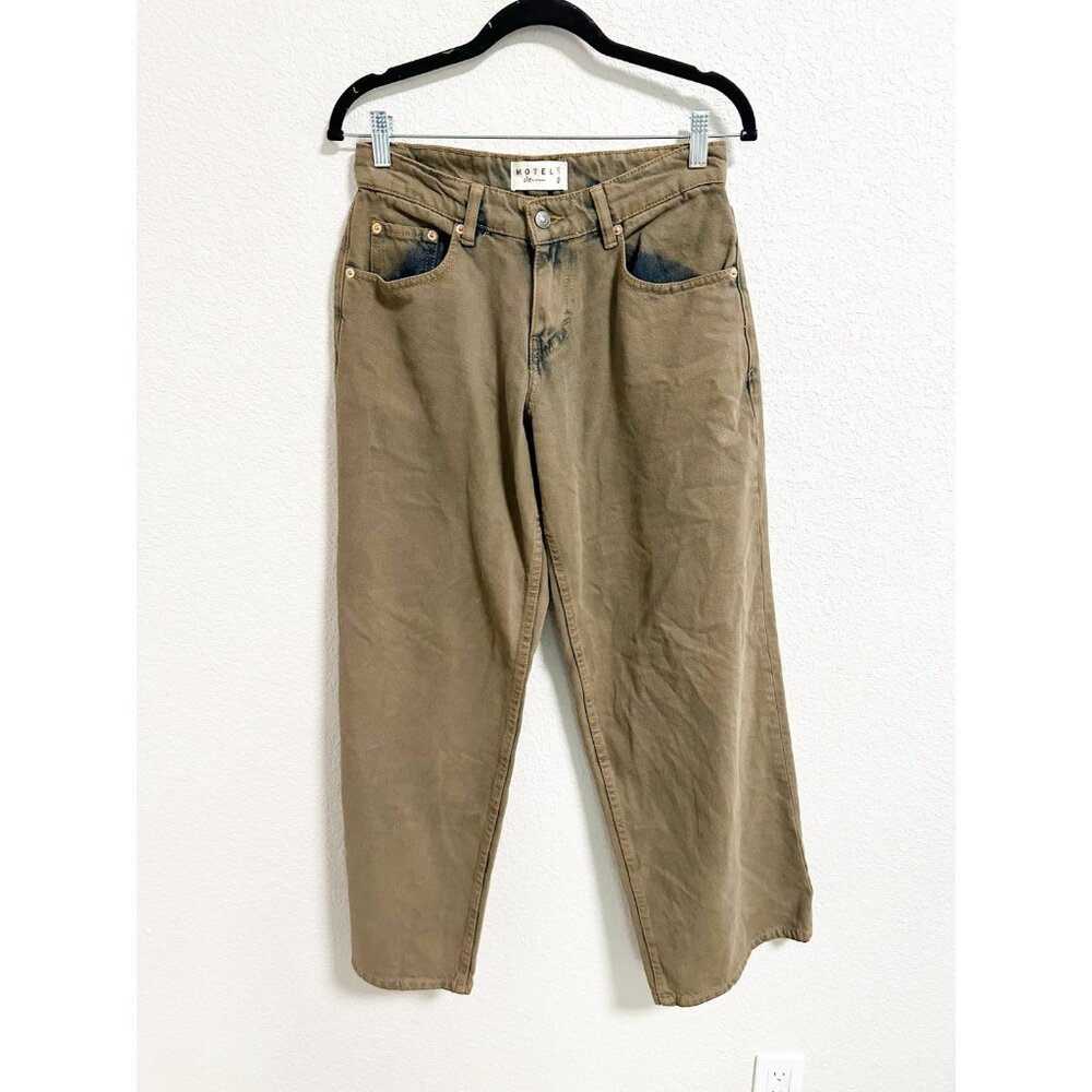 Motel Rocks Denim Straight Leg Jeans Relaxed High Rise Two Tone Brown Size 26